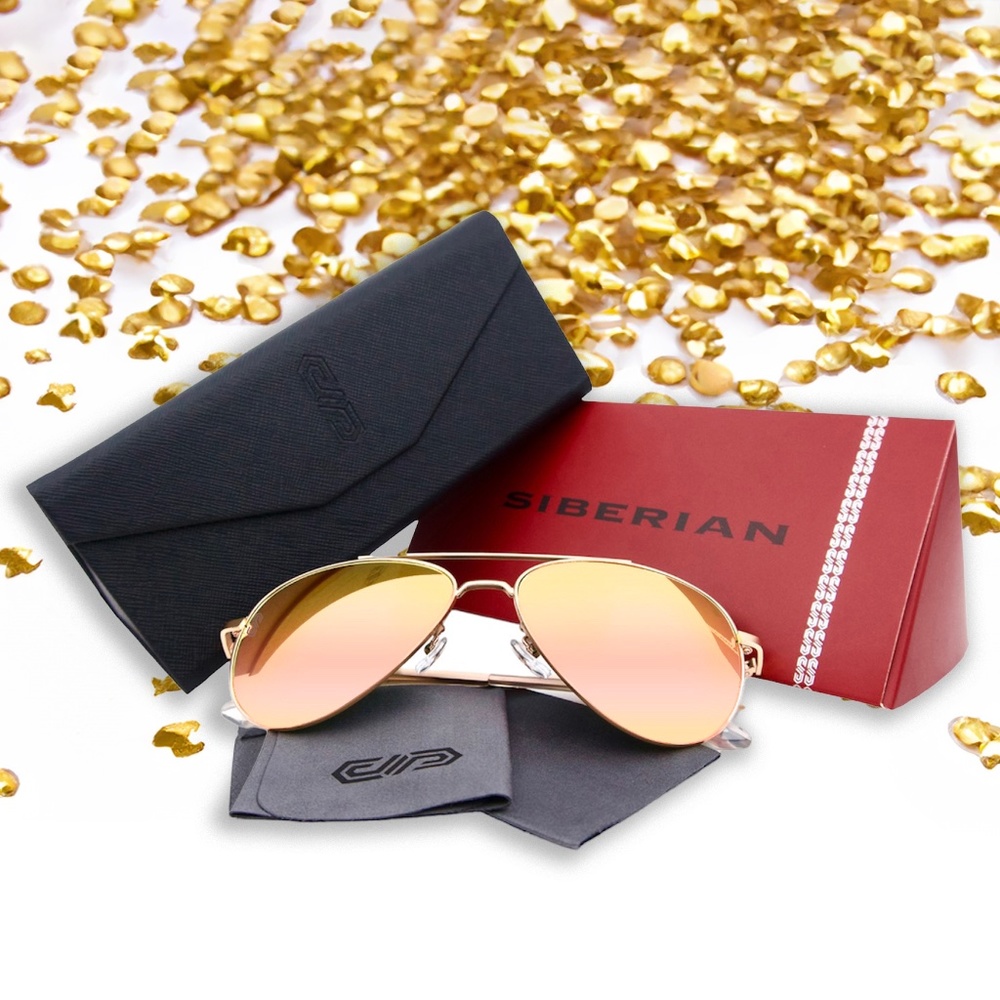 🇺🇸100% Real Glass lenses COPPER Flash ROSE GOLD Pilot Aviator 60mm Standard